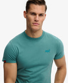 SUPERDRY Essential Logo Tee-Teal teal model front view
