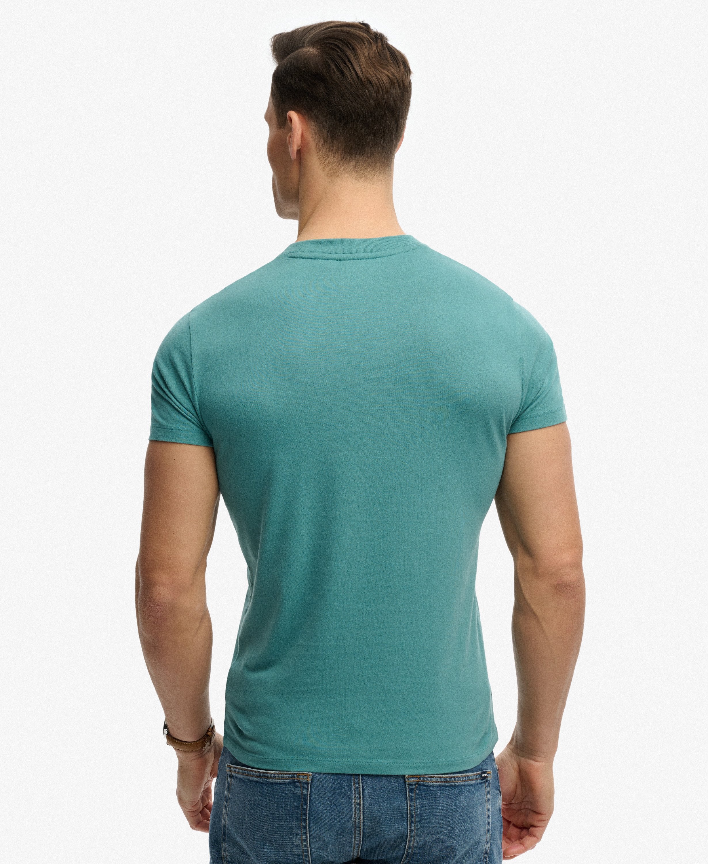 SUPERDRY Essential Logo Tee-Teal teal side view