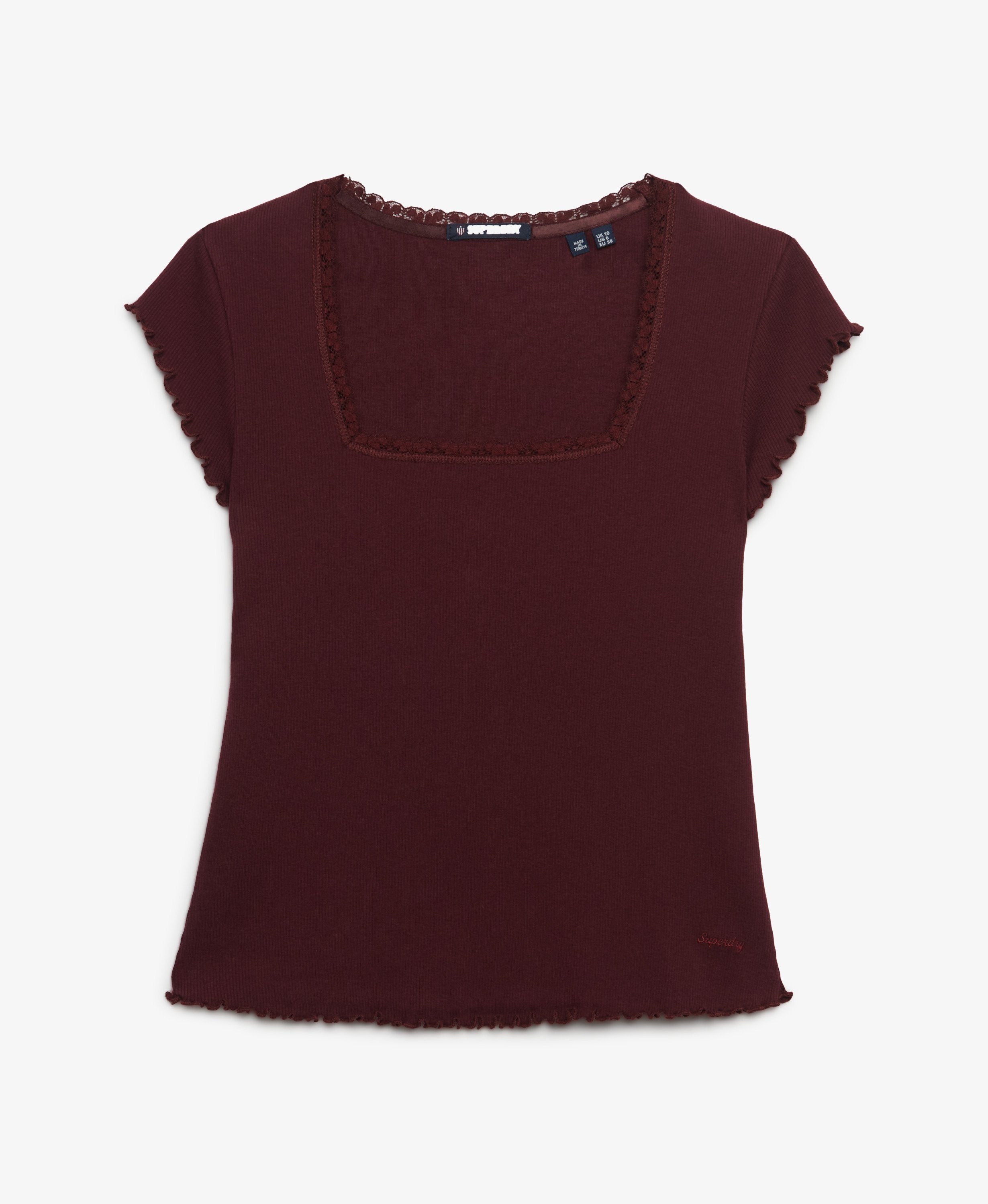 Superdry Ladies Ath Ess Square Neck Tee-Port Red Port Red alternate view