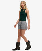 Superdry Ladies Cotton Stripe Elastic Short-Navy Gingham NAVY GINGHAM detail view