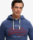 SUPERDRY Superdry Vintage Logo Classic Hoodie – Hampton Blue Hampton Blue model front view
