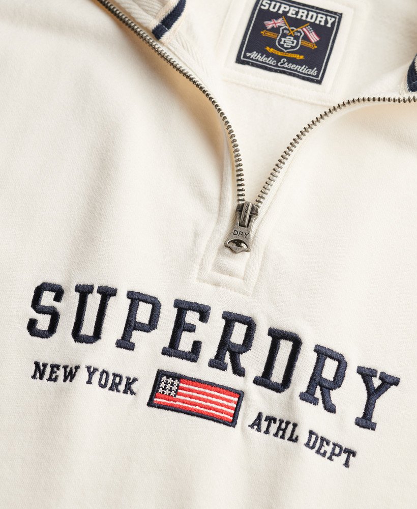 Ladies Ath Ess Graphic Half Zip-Desert Bone Off White-Logo View