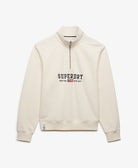 Superdry Ladies Ath Ess Graphic Half Zip-Desert Bone Off White Desert Bone Off White flat front view