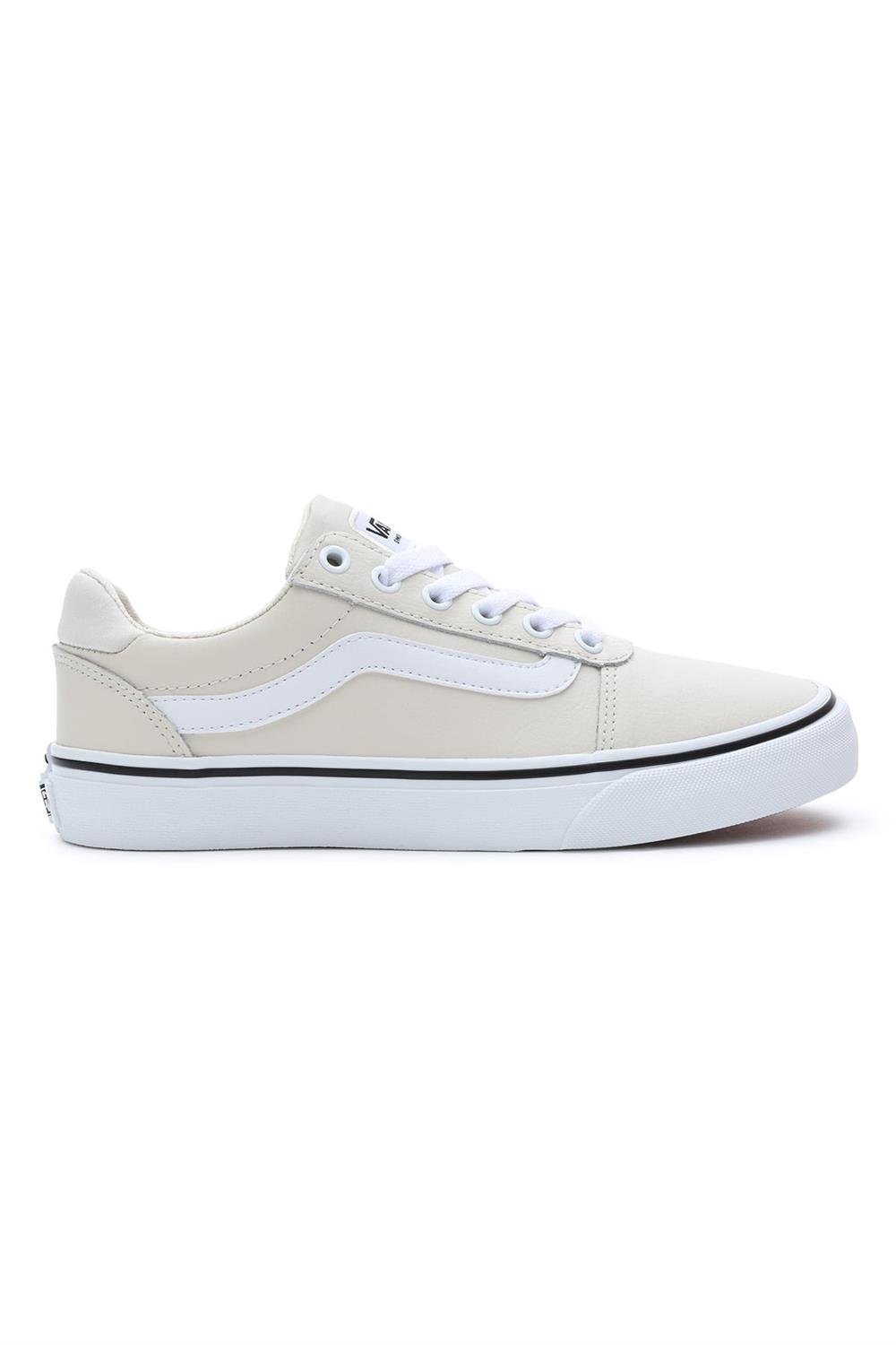 Vans Womens Ward Deluxe Birch Tumble Leather Trainers Birch model front view