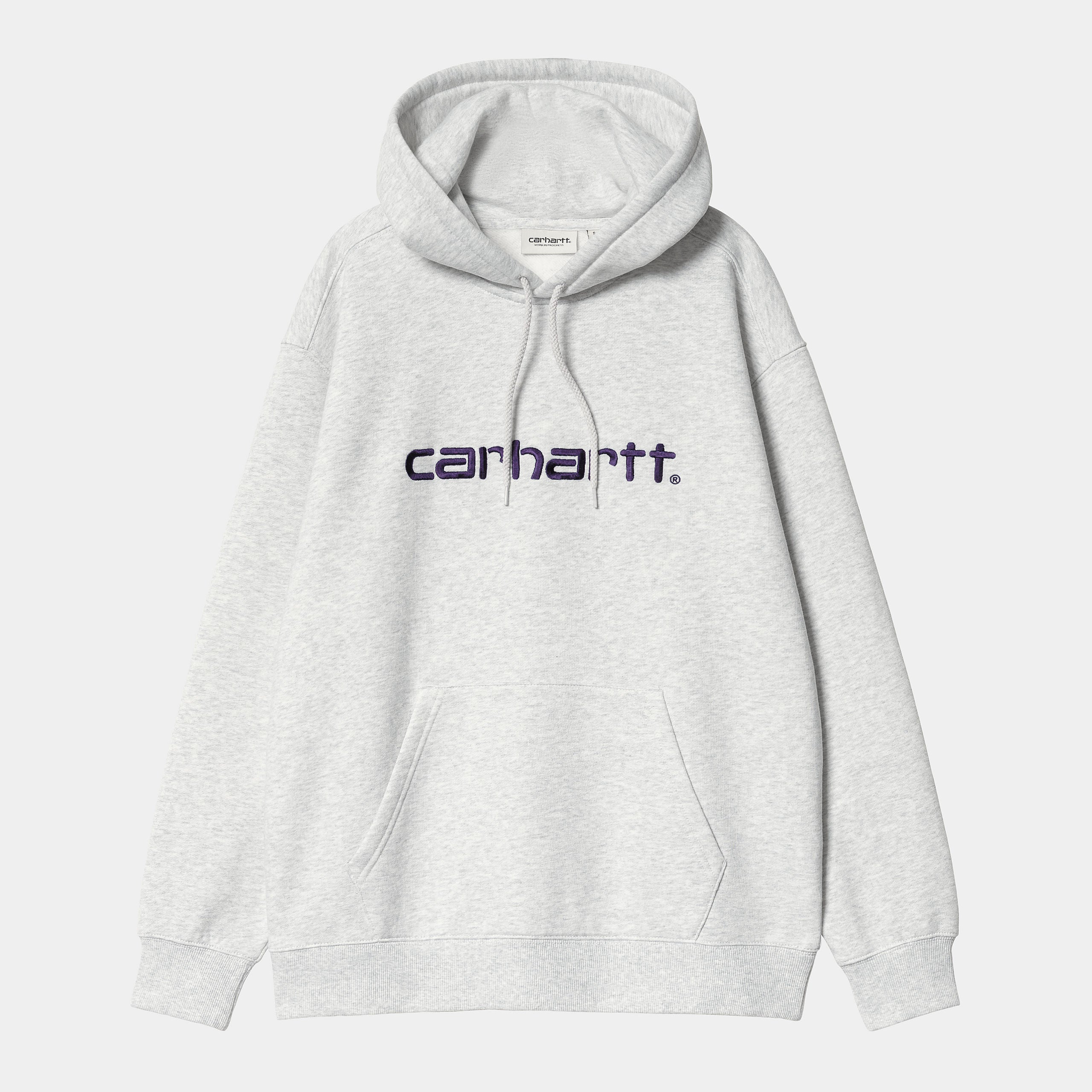 Ladies W Hooded Carhartt Sweatshirt-Ash Heather / Tyrian-Front View