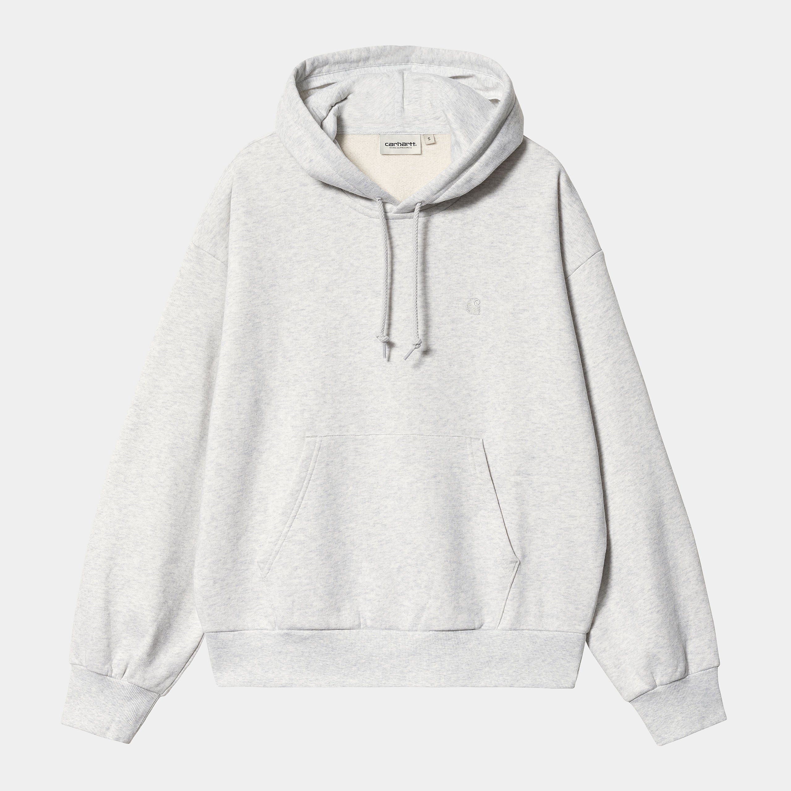 Ladies W Hooded Casey Sweatshirt-Ash Heather / Silver-Front View