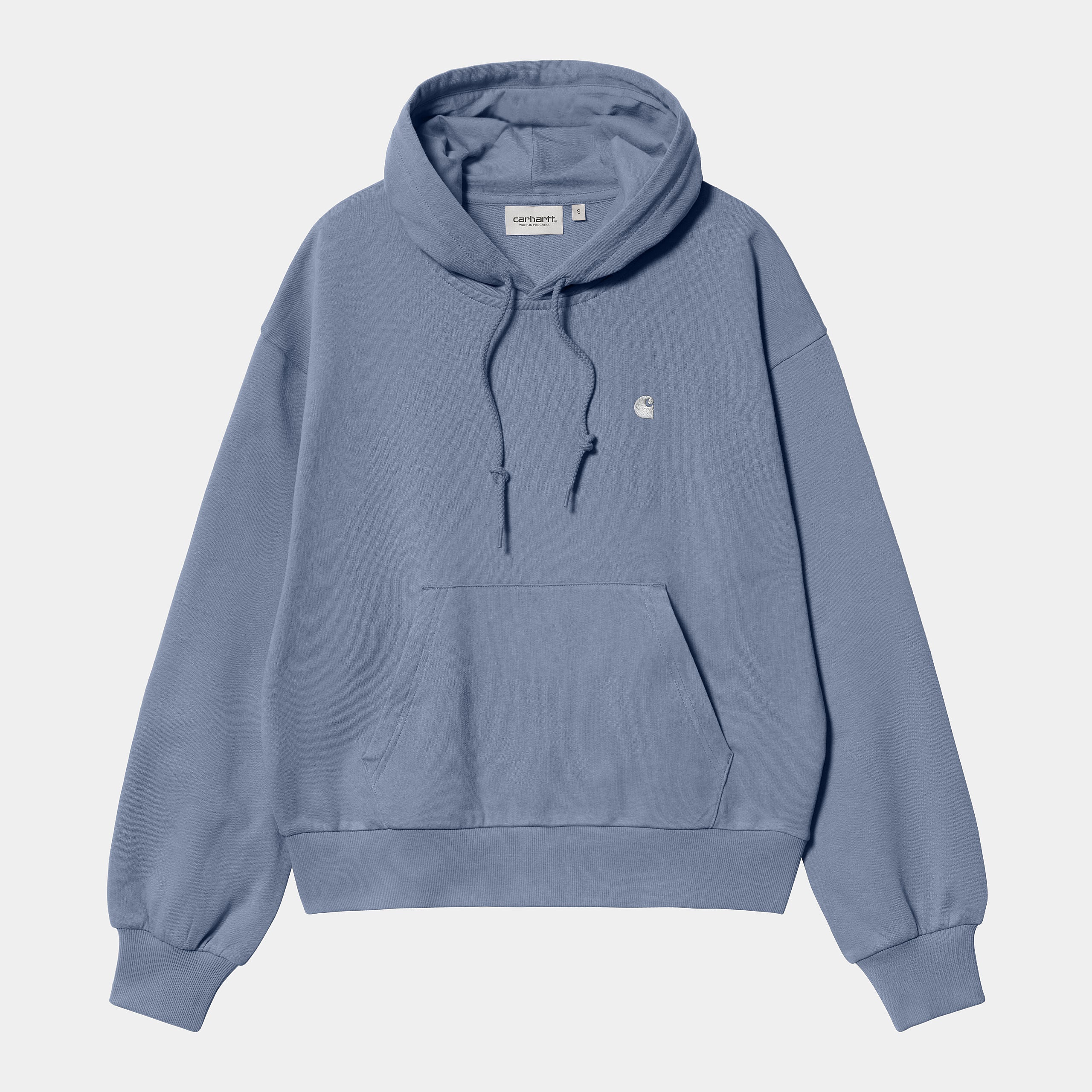 Ladies W Hooded Casey Sweatshirt-Bay Blue / Silver-Front View