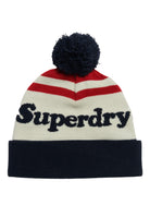 SUPERDRY Classic Logo Beanie Hat-Tango Red Tango Red front view