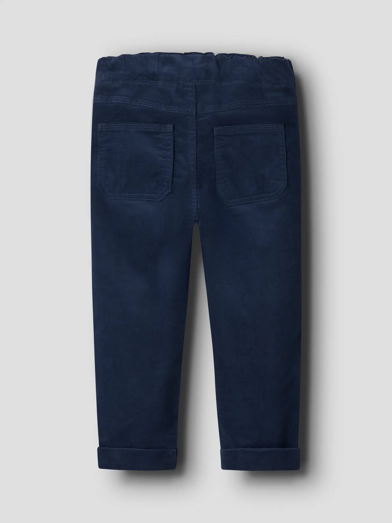 Navy blue pants on a light gray background