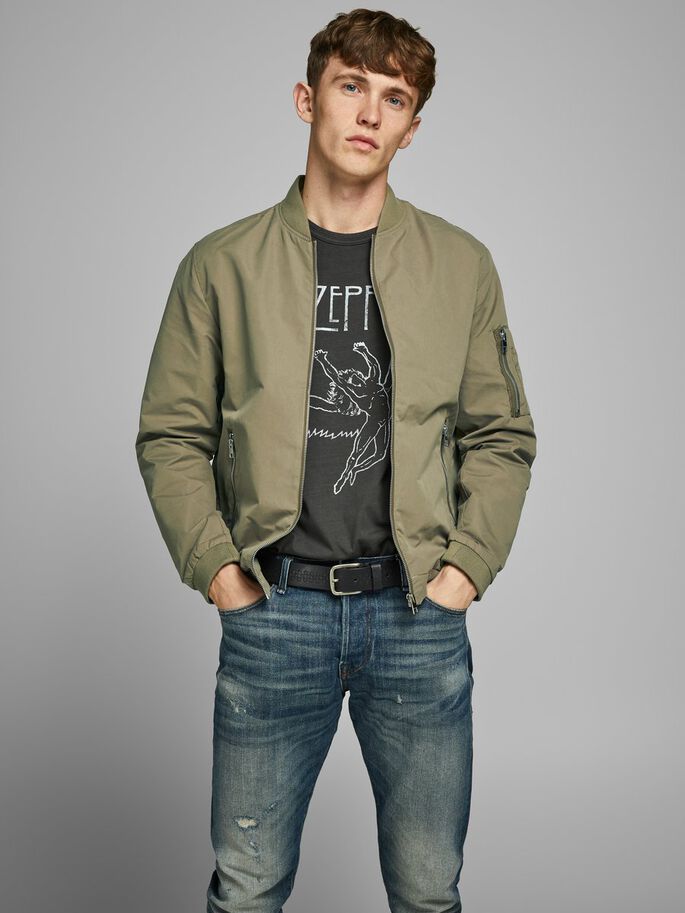 JACK & JONES Rush Bomber Dusky Green Dusky Green front view