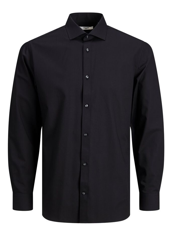 Men's Slim Fit Royal Shirt Long Sleeve/Black-Ghost Front View
