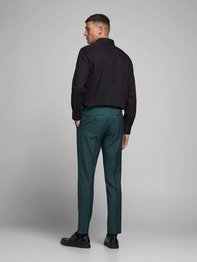 Men's Slim Fit Royal Shirt Long Sleeve/Black-Model Back View