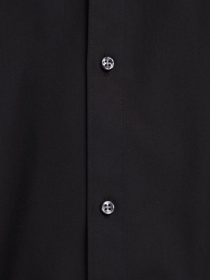 Men's Slim Fit Royal Shirt Long Sleeve/Black-Close Up Button View