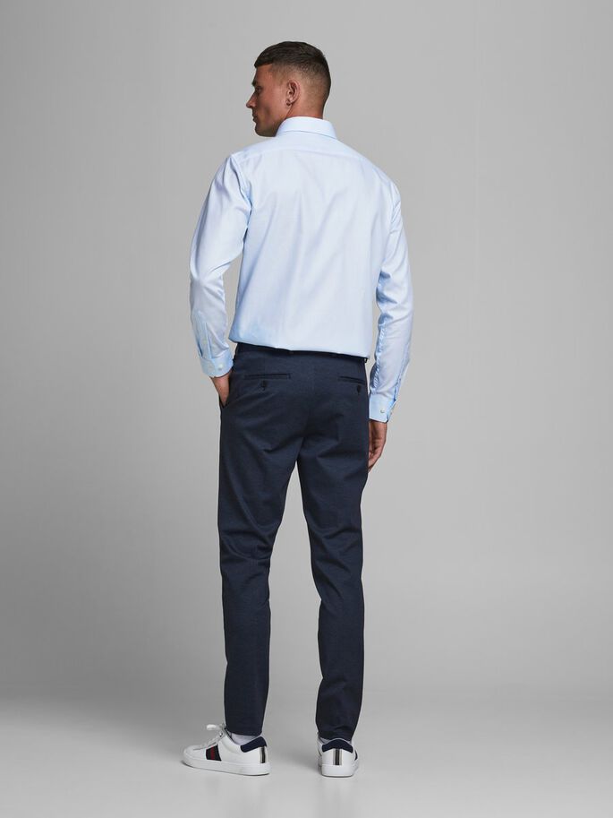 Men's Slim Fit Royal Shirt Long Sleeve/Blue/Cashmere Blue-Model Back View