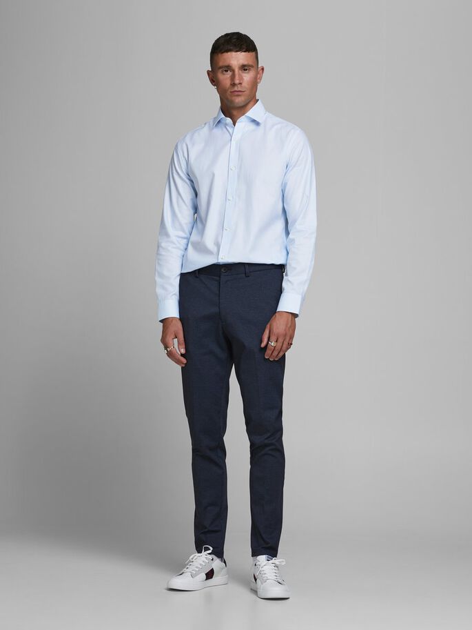 Men's Slim Fit Royal Shirt Long Sleeve/Blue/Cashmere Blue-Model Front View