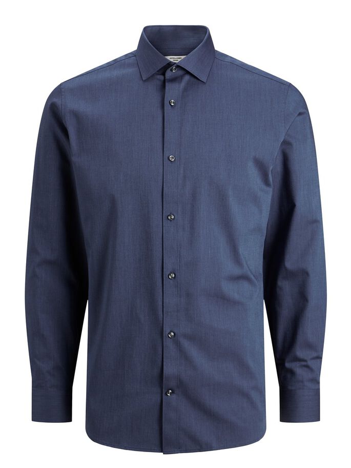 Men's Slim Fit Royal Shirt Long Sleeve/Navy Blazer-Ghost Front View