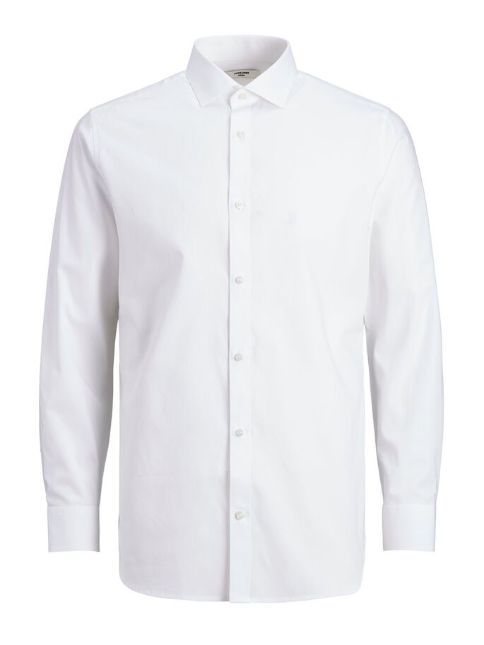 Men's Slim Fit Royal Shirt Long Sleeve/White-Ghost Front View