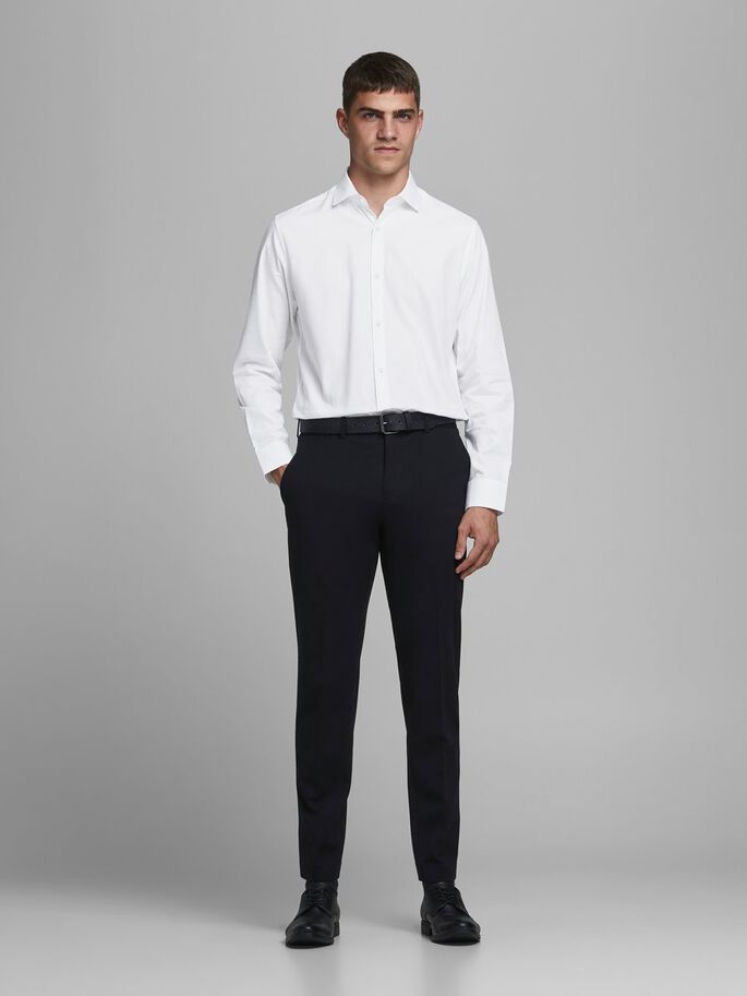 Men's Slim Fit Royal Shirt Long Sleeve/White-Model Front View
