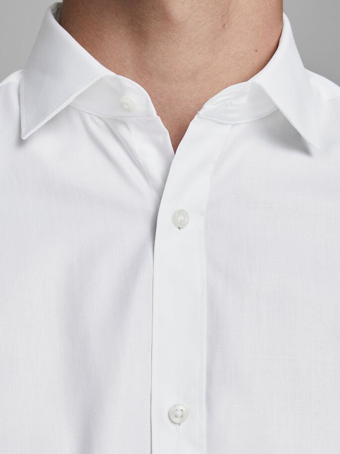 Men's Slim Fit Royal Shirt Long Sleeve/White-Neck View
