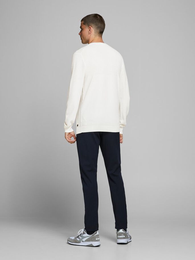 JACK JONES PREMIUM Camp Structure Crew Knit White back view