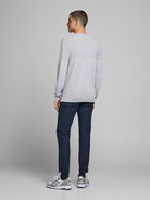 JACK JONES PREMIUM Camp Structure Crew Knit Mahogany flat front view