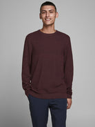 JACK JONES PREMIUM Camp Structure Crew Knit Mahogany detail view