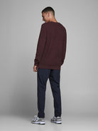 JACK JONES PREMIUM Camp Structure Crew Knit Grey close up view