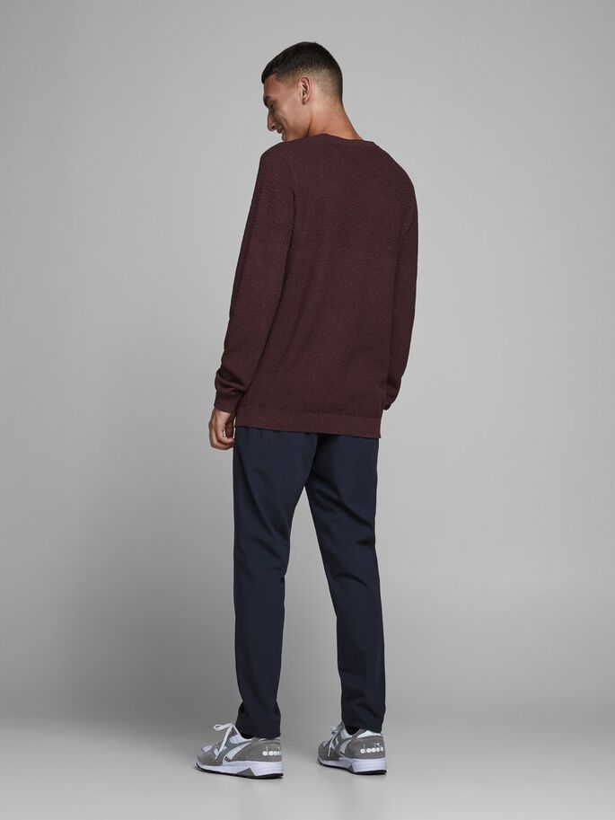 JACK JONES PREMIUM Camp Structure Crew Knit Grey close up view