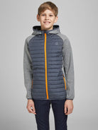 Jack Jones Youths Multi Quilted Jacket Juniors Grey Melange front view