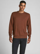 JACK JONES PREMIUM Ray Cashmere Crew Knit Cinnamon front view