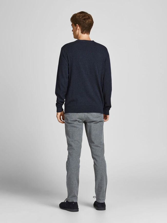 Men's Ray Cashmere Peacoat Crew Knit-Rear View