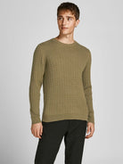 JACK JONES PREMIUM Winter Cable Crew Knit Capers detail view