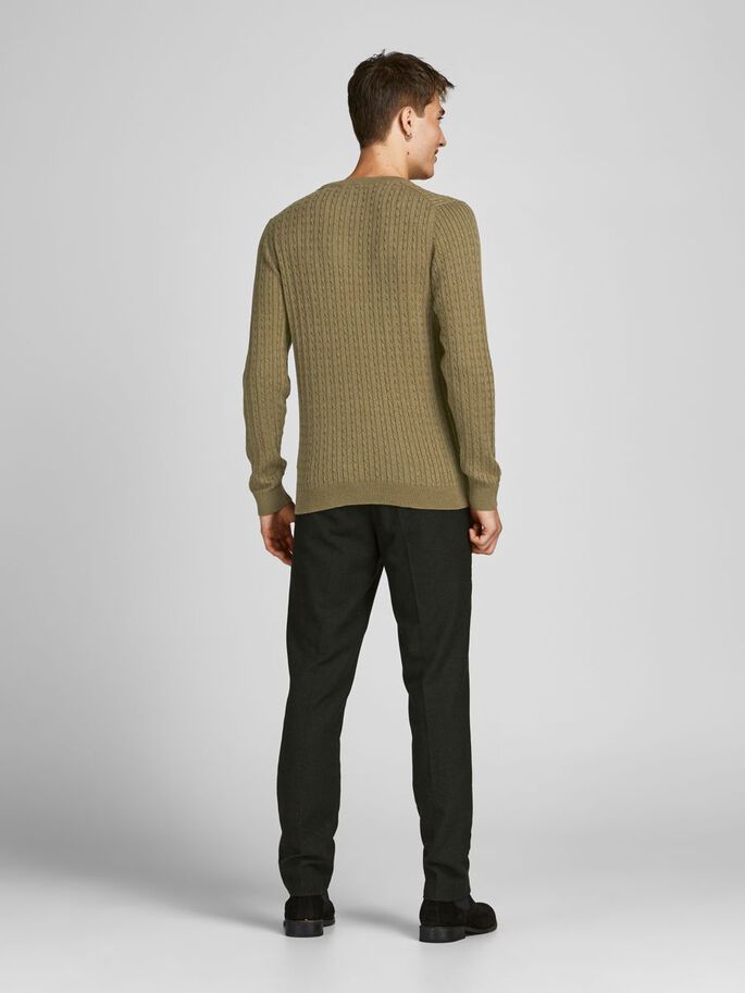 Men's Winter Cable Crew Capers Knit Jumper=Back View