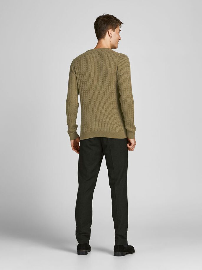 JACK JONES PREMIUM Winter Cable Crew Knit Cowhide close up view