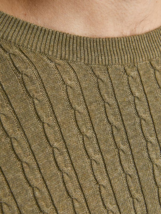 Men's Winter Cable Crew Capers Knit Jumper-Detail View