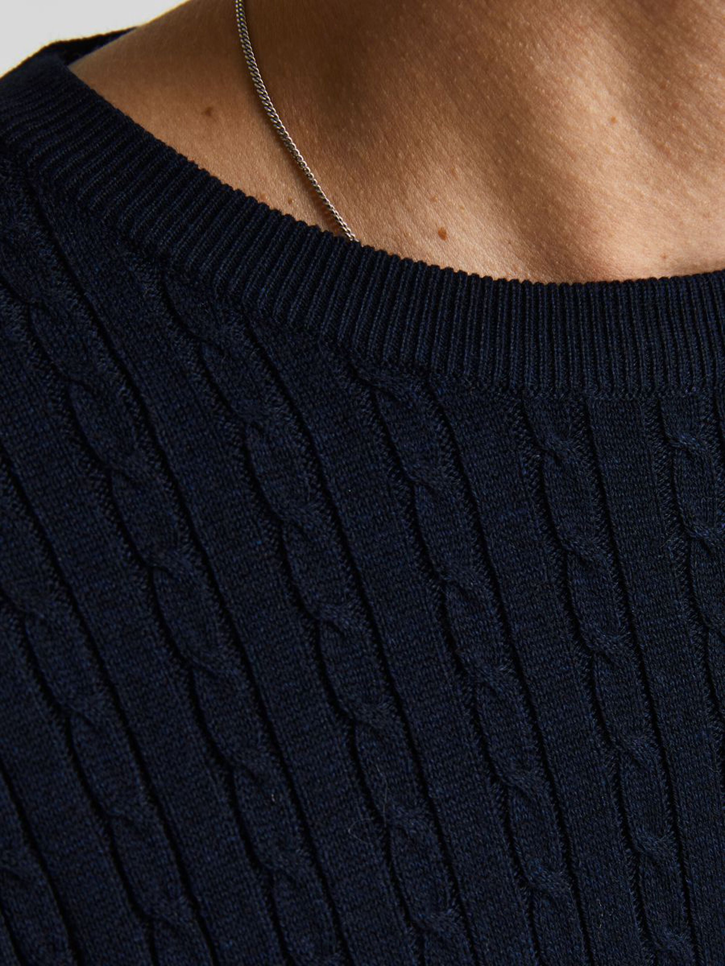 JACK JONES PREMIUM Winter Cable Crew Knit Cowhide side view