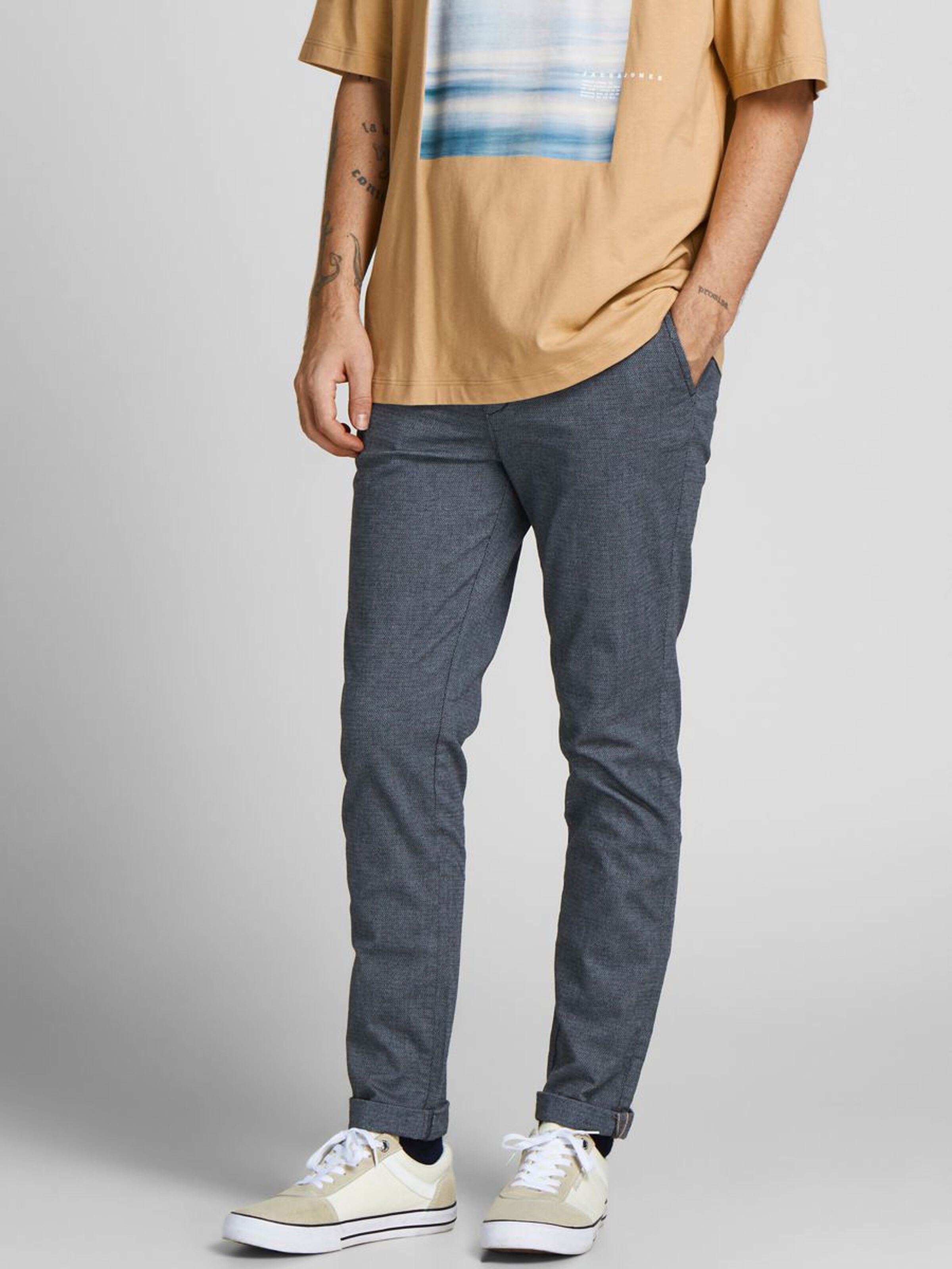 JACK JONES PREMIUM Marco Fury Faded Denim Chinos Faded Denim front view