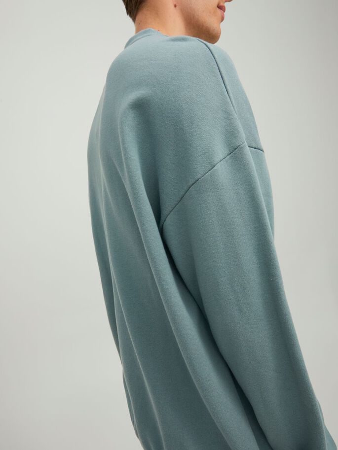 JACK JONES PREMIUM Kam Sweat Crew Neck Stormy Sea close up view