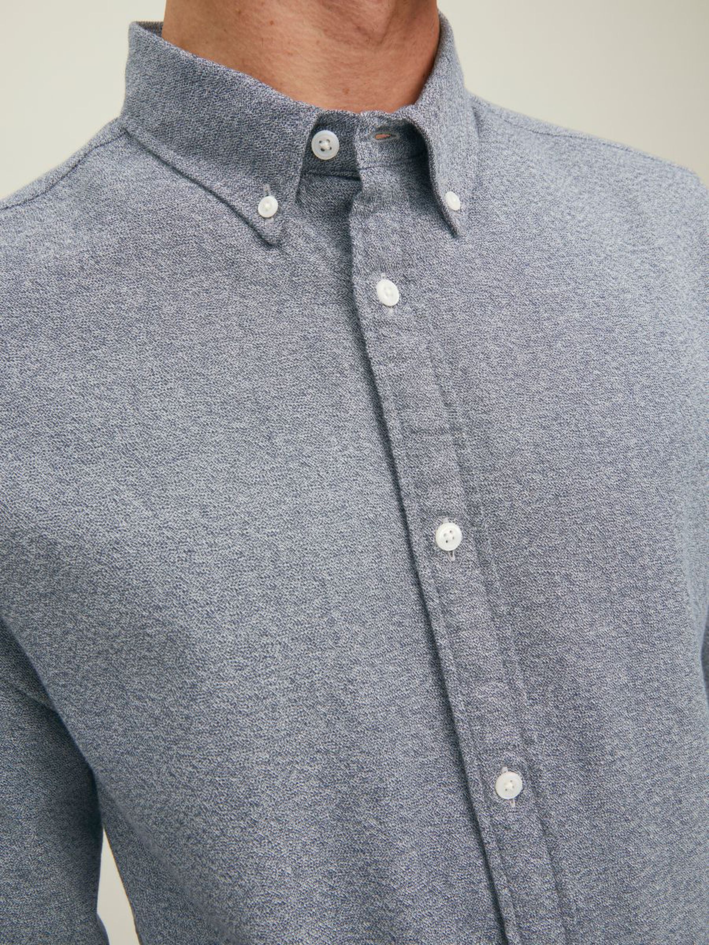 Men's Brook Grindle Blue Navy Long Sleeve Shirt-Detail view