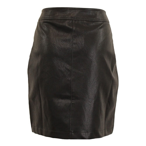 Women's Black Leatherette Skirt Rear Close Up View