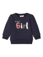 NAME IT Glittery Print Belinda Sweatshirt NAVY front view