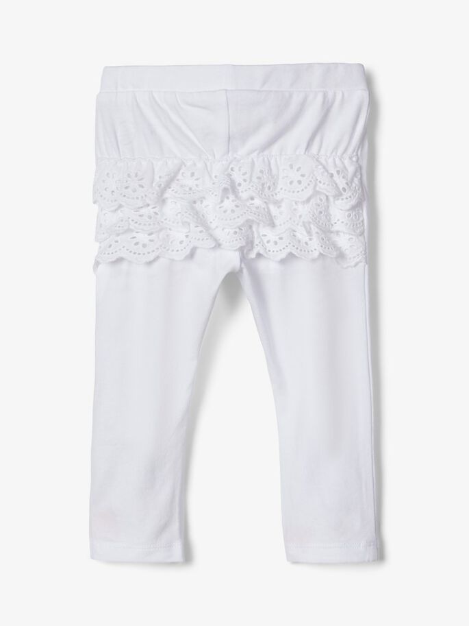 NAME IT Ruffle Leggings WHITE model front view