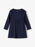 NAME IT Blanca Long Sleeve Dress Navy front view