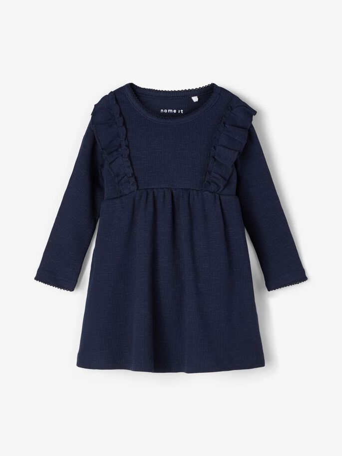NAME IT Blanca Long Sleeve Dress Navy front view