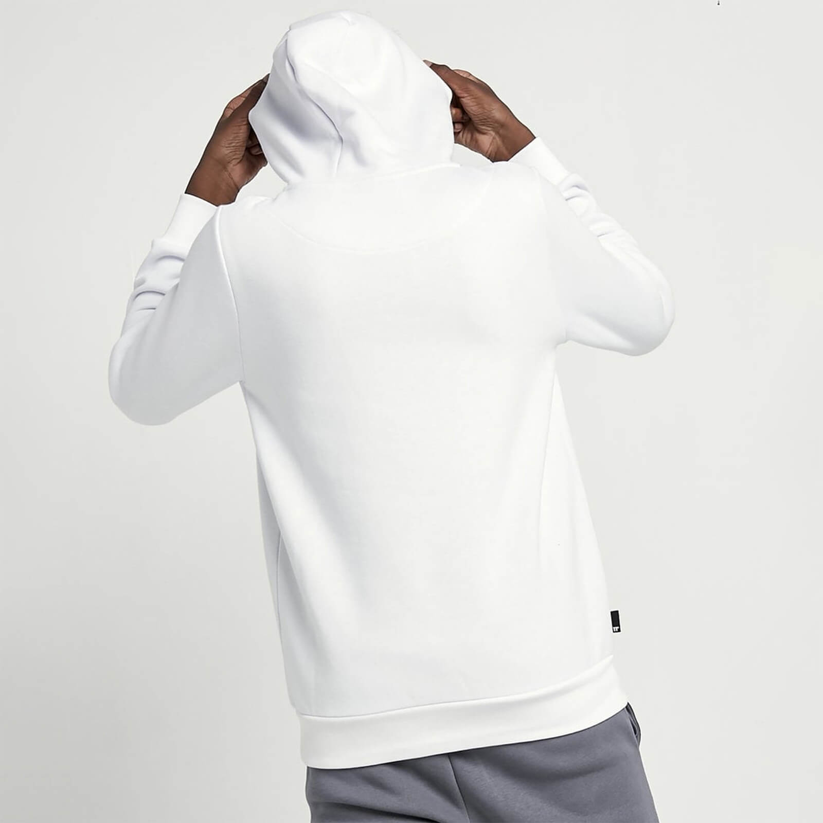Core Pullover Hoodie - White - Model Rear View