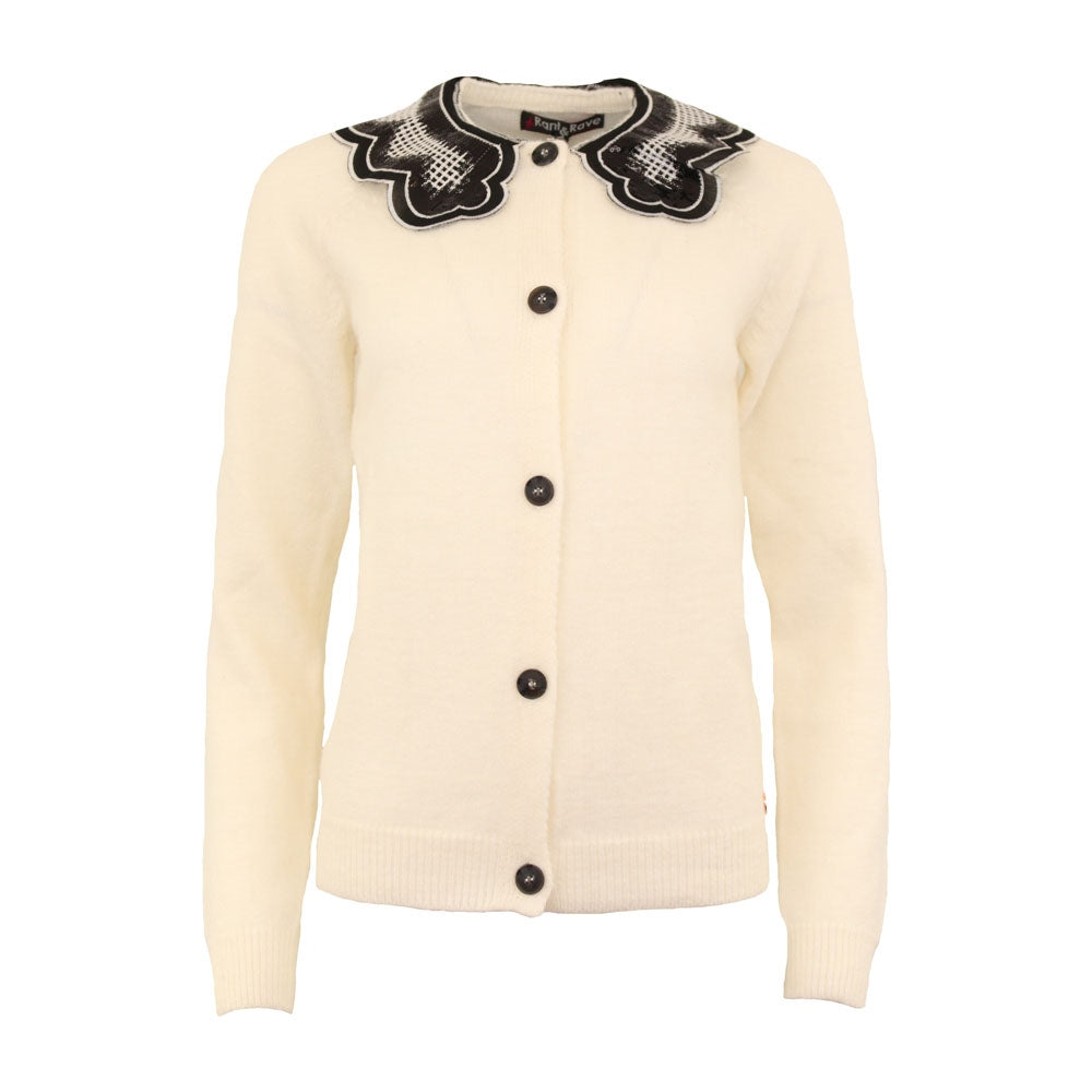 Women's Ivory Cardigan Front View.