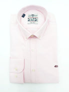 DARIO BELTRAN Zamina Pink Oxford Long Sleeve Shirt Pink model front view