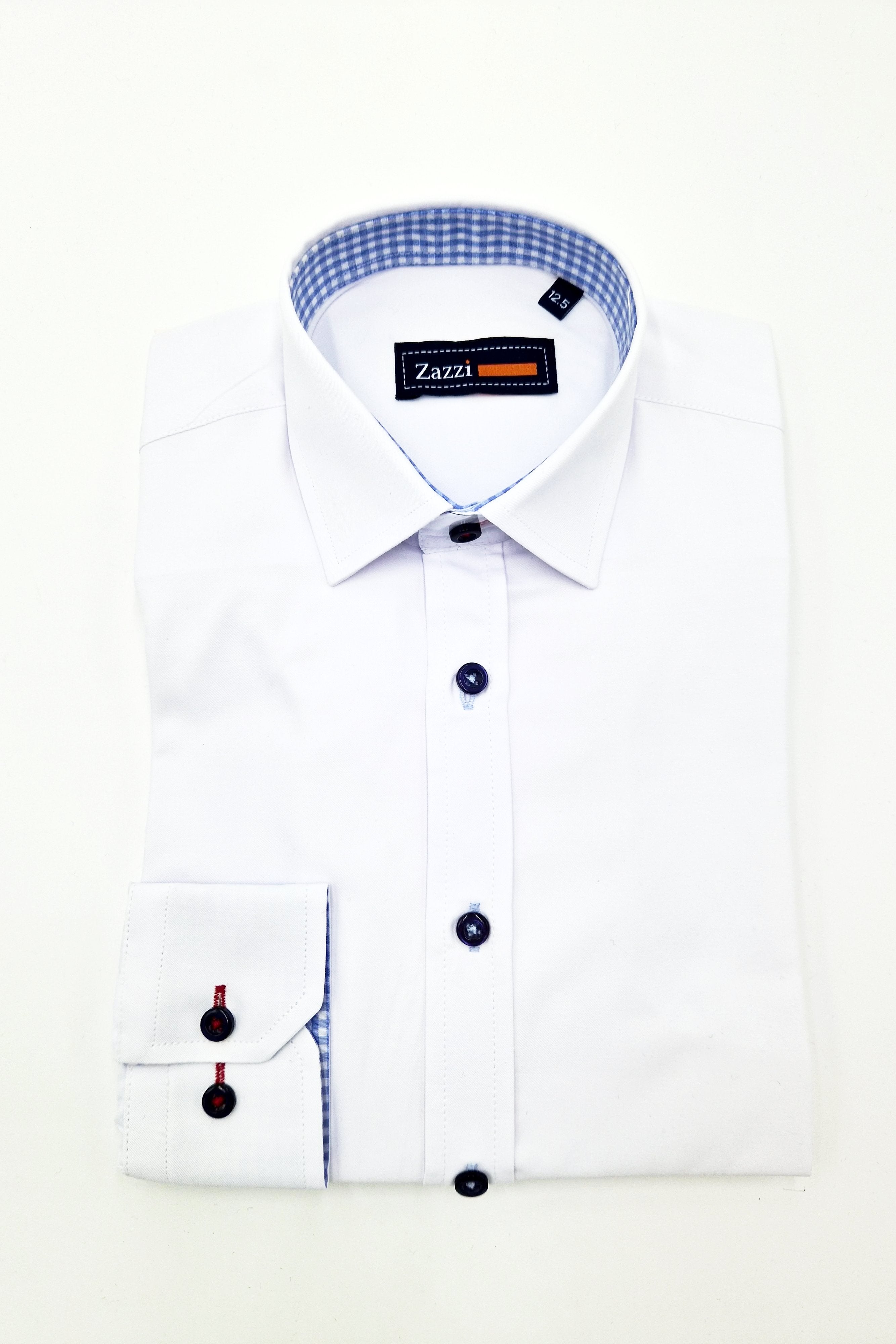 Zazzi Boyswear Zazzi Boys White Blue Detail Shirt White Blue front view