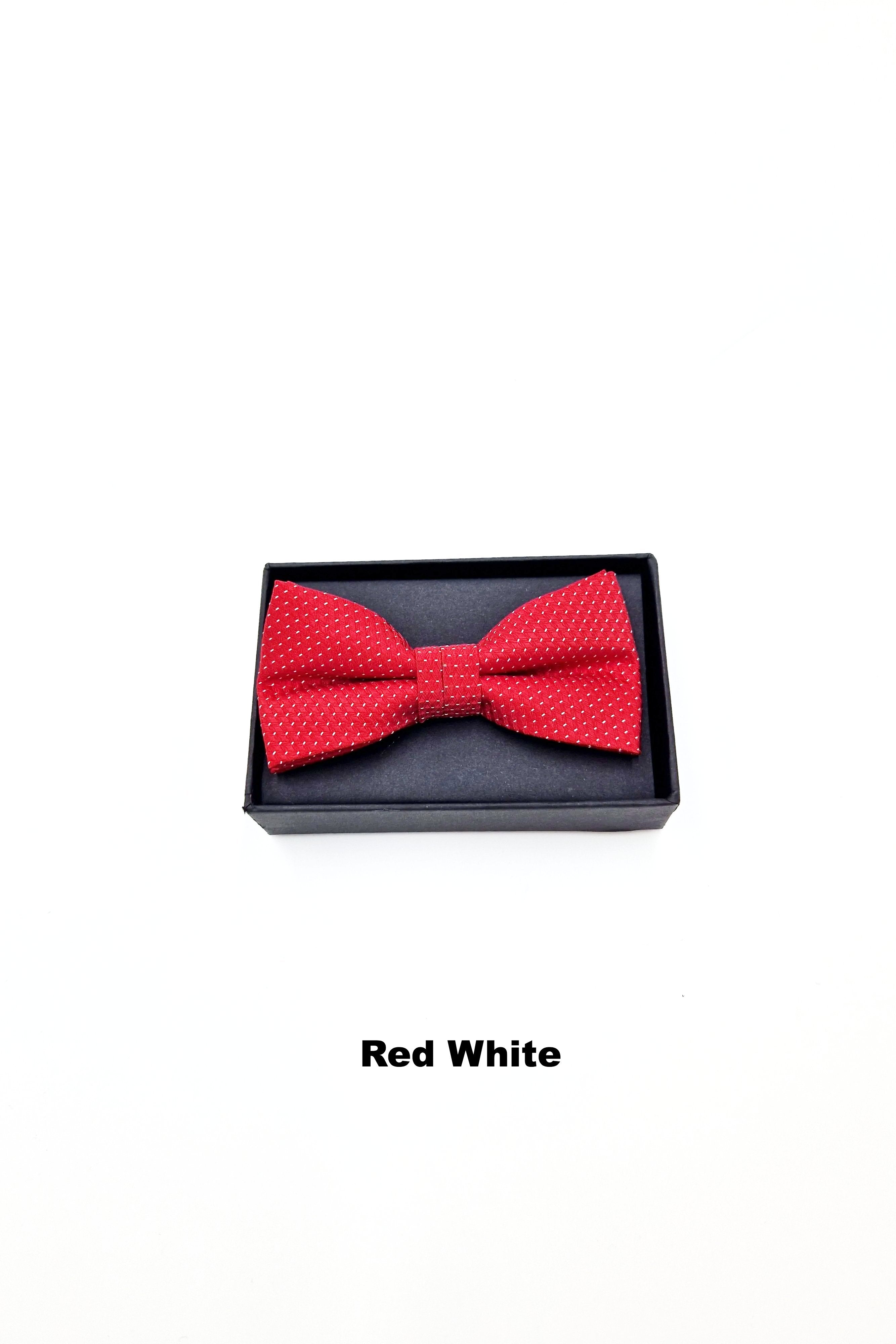 Zazzi Boyswear Zazzi Polka Boys Boxed Bowtie & Pocket Square Red White model front view
