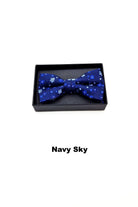 Zazzi Boyswear Zazzi Pattern Boys Boxed Bowtie & Pocket Square Navy White back view